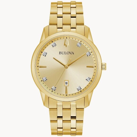 Bulova Men's Sutton Date Indicator Quartz Gold Watch 40MM 97D123 - Picture 1 of 4